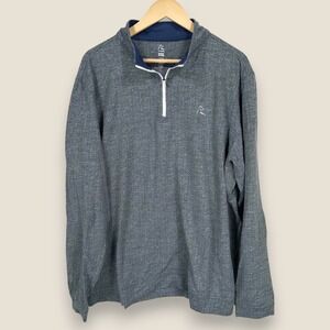 Rhoback Herringbone Performance Quarter Zip Pullover Men 3XL Green Grey White